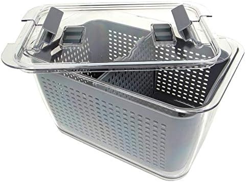 Kitchen Spaces Colander Stackable Food Storage Bin, Large, Gray, 11"L x 7"W x 9"H - Image 2