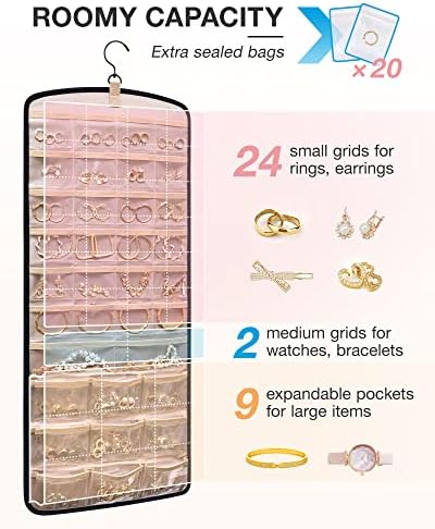 BAGSMART Hanging Jewelry Organizer, Necklace Holder 1 Piece, Large, Black - Image 3