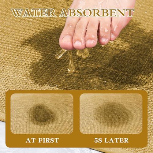 chakme Bathroom Rugs Mat 59x25, Ultra Thin Non Slip Bath Mat Large Quick Dry Absorbent Bath Mat for Bathroom Floor, (Yellow, 59"x25") - Image 3