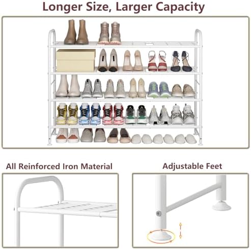 LINZINAR 4 Tier Long Shoe Rack for Closet Metal Shoe Organizer for Entryway - Image 5