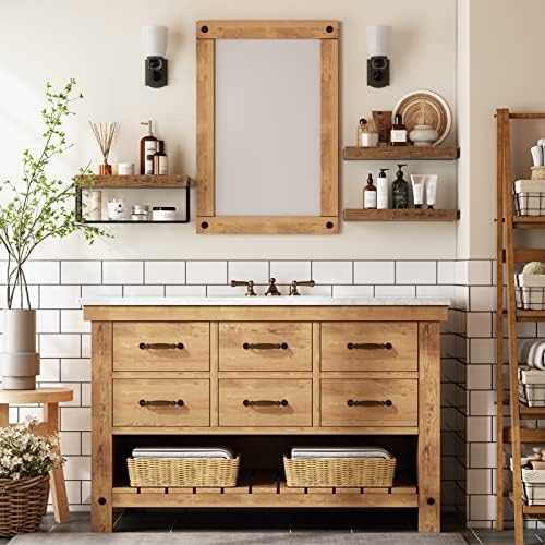 QEEIG Bathroom Shelves Over Toilet Wall Mounted (Brown, Set of 3, 15.7") - Image 6