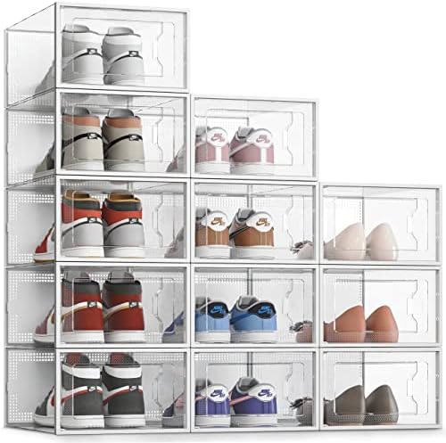 XX-Large Shoe Storage Boxes 12 Pack, Clear Stackable Shoe Organizer by SEESPRING