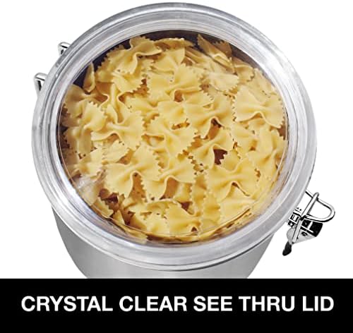 Oggi Stainless Steel Kitchen Canister 152 fl oz - Airtight Clamp Lid, Clear See-Thru Top - Ideal for Kitchen Storage, Food Storage, Pantry Storage. Jumbo Size 8" x 8". - Image 4