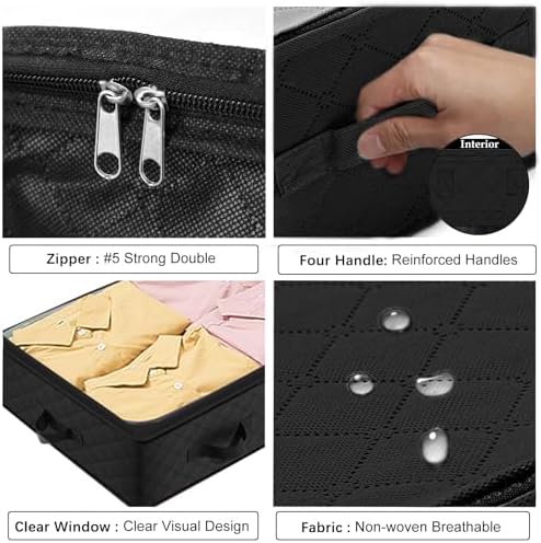 BiCINE 90L Under Bed Storage Containers, 4 Pack Foldable Closet Organizers and Storage Bins with Lid Clothes Underbed Storage Bags for Wrapping Paper, Blanket, Comforter, Towels, Sweaters, Pillows - Image 5