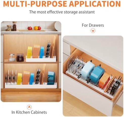 Antigo 2 Pack Expandable Pots and Pans Organizer, lid organizer - Image 4