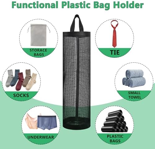 2 Pcs Plastic Bag Holders for Grocery Bags Hanging Mesh Dispenser Organizer - Image 5