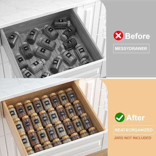 Spice Drawer Organizer Clear (Jars Not Included) - 5 Tier Acrylic Seasoning Drawer Organizer - Kitchen Spice Rack for Drawer, Cabinet, Countertop - Expandable From 9'' to17.5 In'' - Image 6