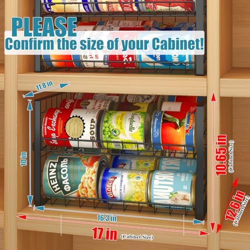 JKsmart 2-Tier Stackable Rack Organizer for Pantry, Adjustable Dispenser & Large Capacity Can Storage Holder for Various Ounces of Canned Drinks, Black, 4 Pack - Image 3