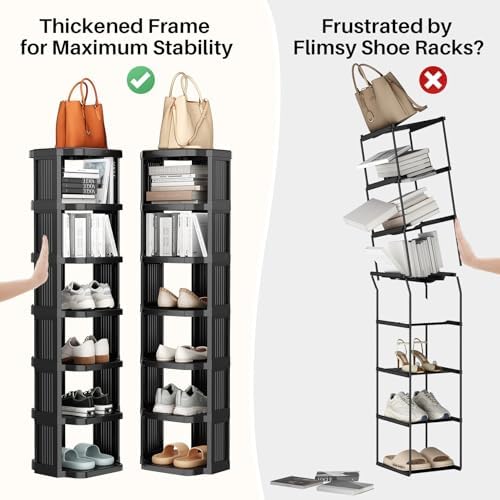 Kitstorack 8-Tier Vertical Plastic Shoe Rack, Freestanding Stackable Storage Organizer for Small Closets and Tight Spaces - Image 5