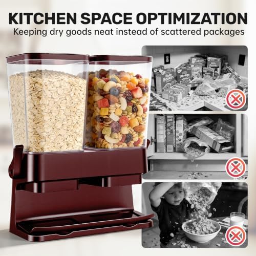 2 Pack Cereal Dispenser Countertop, Double 3L Airtight, Red - Image 6