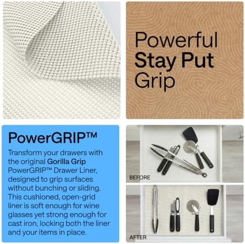 GORILLA GRIP powerGRIP Drawer Shelf and Cabinet Liner, 12"x30', Snow White - Image 3