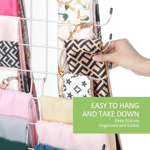 Metal Scarf Hanger, Hanging Scarf Organizer for Closet, Holds 40 Scarves - Image 6