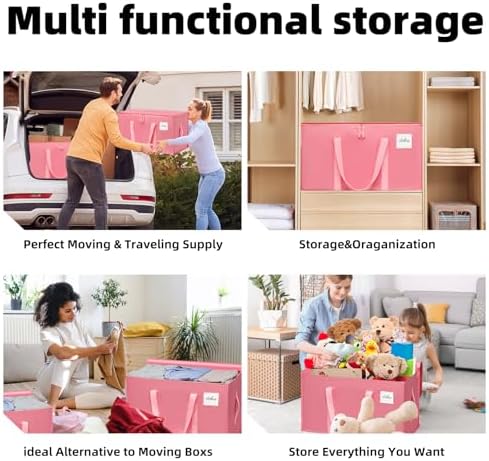 Moving Bags Heavy Duty Bubblegum Pink – Large Packing Bags for Moving, Extra Large Storage Totes with Zippers and Handles - Image 2
