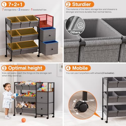 Modanais Kids Toy Organizers and Storage Bins, Black - Image 4