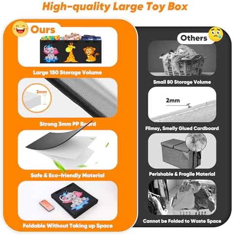 Extra Large Toy Box, Collapsible Storage Organizer with Lids, 40"x14"x16" - Image 5