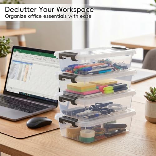 Small Storage Bins with Lids 10 Pack 3Qt Clear Stackable Containers Boxes - Image 7