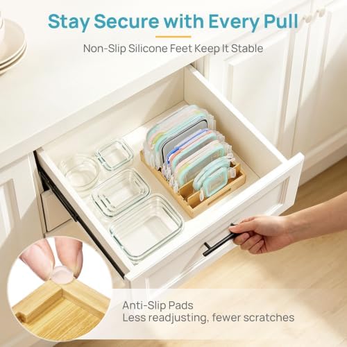Vtopmart Bamboo Lid Organizers for Kitchen Cabinet Organizer with 7 Section - Image 6