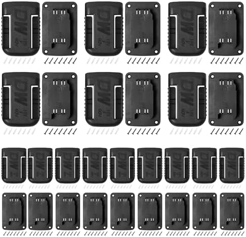 30pas Tool Holders and Battery Holder for Dewalt 20v Wall Mount Hanger Battery Drill Tool Storage Shelf for Milwaukee M18(Black) by KETTKEL