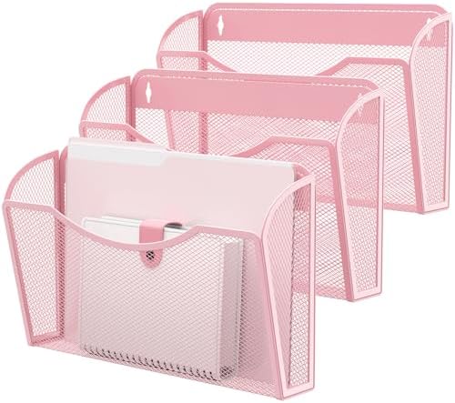 MINDEPOT Wall File Organizer, Hanging Wall File Holder, 3 Pack, Pink by MINDEPOT