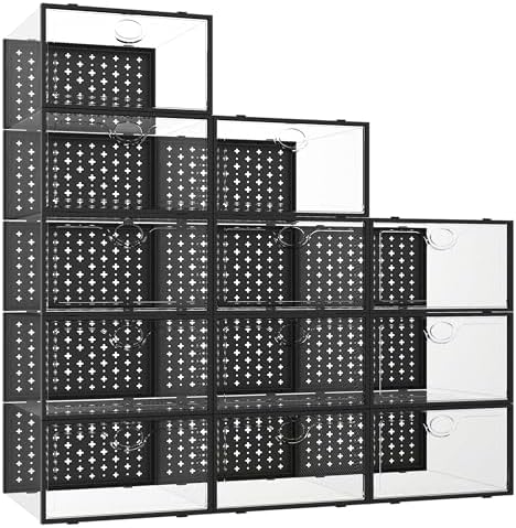 Pinkpum 12 Pack X-Large Shoe Storage Boxes, Shoe Organizer Clear Stackable by Pinkpum