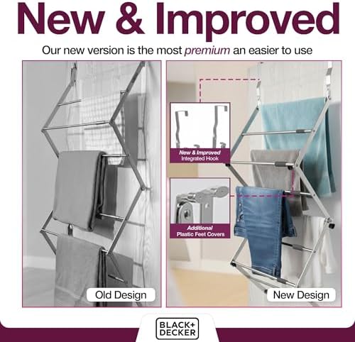 BLACK+DECKER Over The Door Expandable Telescopic Drying Rack, Clothes Organizer, Towel Hanger, Laundry, Collapsible, Silver - Image 5