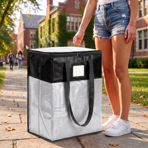 4Pack (110L*2+180L*2) Extra Large Moving Bags Heavy Duty with Wide Comfortable Handles & Strong Zipper, Durable Storage Bags Totes, Reusable Moving Boxes for College Dorm Bedding Space Saving,silver - Image 5