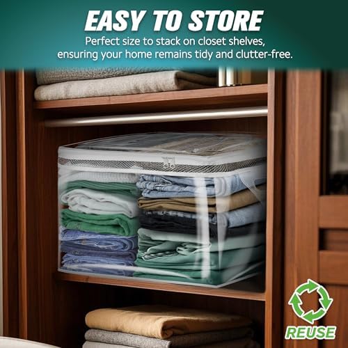 HIBAG 10 Gallon Large Storage Bag for Clothes, Zipper Clothing Storage Bag, Clear Organizer with Reinforced Handles, for Closet and Underbed Storage (2 Pack) - Image 3