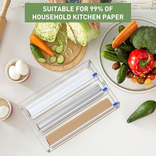 3 in 1 Clear Acrylic Foil, Plastic Wrap Organizer with Cutter - Image 2