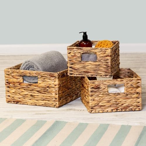 Honey-Can-Do Woven Water Hyacinth Wicker Storage Baskets, Nesting Set of 3 - Image 2