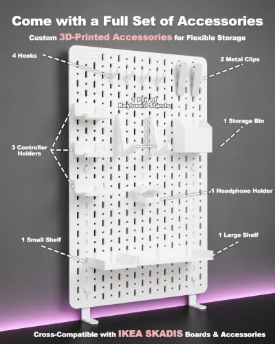Clamp-On Desk Pegboard Organizer, 14 Accessories, White - Image 5