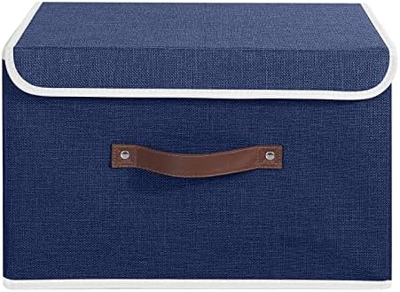 ANMINY Fabric Storage Box Bins with Lids, Blue, 15"x10"x10" - Image 2