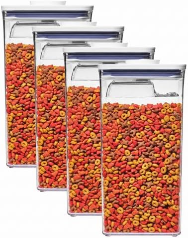 OXO Good Grips Pet Food Container 6.0 Qt | Clear | Airtight Seal | With Half Cup Scoop | Pack of 4 by Unknown