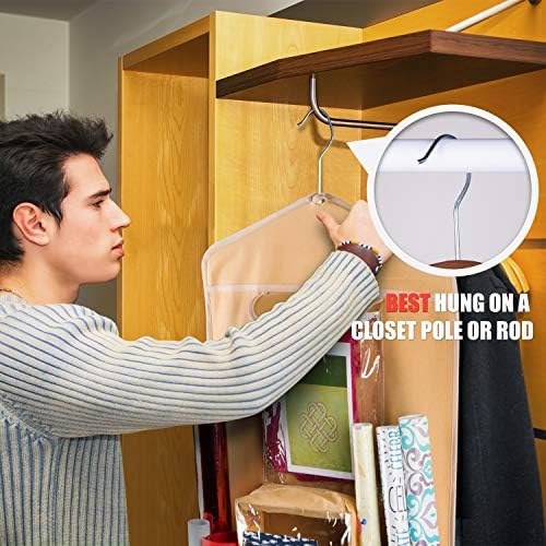 Double-Sided Hanging Gift Bag and Gift Wrap Organizer (Beige) - Image 4