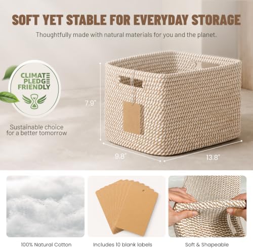 5 Pack Woven Storage Baskets, Decorative Storage Bins for Organizing - Image 3