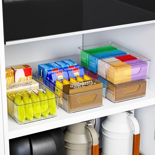 Stackable 4 Pack Snack Organizer for Pantry Shelf,Clear Pantry Organizers and Storage Bins for Fridge,Office,Cupboard,Plastic Pantry Snack Organizer For Breast Milk,Tea Bag,Food Storage Containers - Image 5