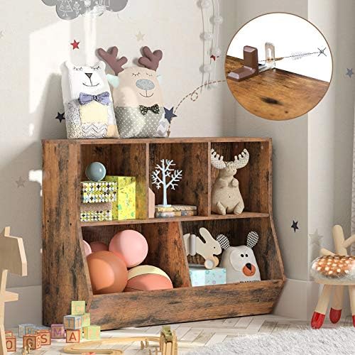 HOOBRO Kids Bookshelf, Bookcase Footboard, Toy Storage Cubby, Children's Toy Shelf, 39.4" L Toy Storage Cabinet, Fit for Children's Room, Playroom, Hallway, Kindergarten, Rustic Brown BF132CW01 - Image 7