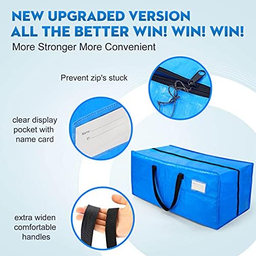 AlexHome Heavy Duty,Extra Large Packing Bags for Moving,Reusable Plastic Moving Totes,Clothes Storage Containers,Moving Supplies Bins,Compatible with Ikea Frakta Cart (Blue,Set of 5) - Image 4