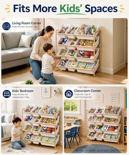 Homde Kids Toy Storage Organizer: 4-Tier Organized Shelf for Playroom - Image 4