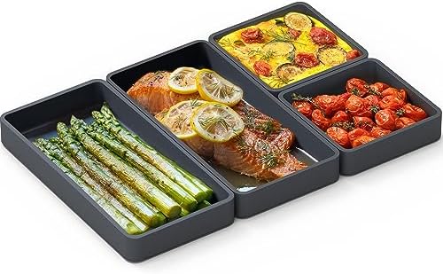 Cheat Sheets - Original Silicone Sheet Pan Dividers For Cooking & Meal Prep - Non Stick Silicone Tray Baking Set, Oven Safe & Freezer-Friendly - 4 Cheat Sheets Baking Trays by Prepd