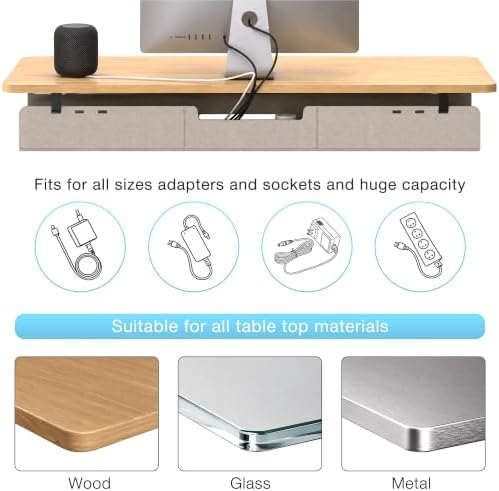 No-Drill Under Standing Desk Cable Management,31.5" L,Beige - Image 4