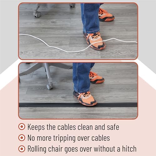 Bates- Floor Cord Cover, 30ft, Cable Cavity 0.6" (W) x 0.31" (H), Heavy Duty Wire Protector, PVC Extension Cords Hider, Protect Cords, Prevent Cable Trips, Cord Hider for Office, Home, Outdoor - Image 7