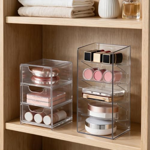 Medicine Cabinet Organizer 2 Pack, Clear Shelf & Small Drawers by MORNITE