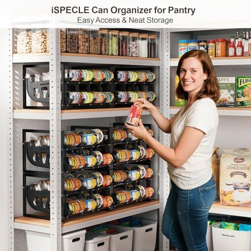 iSPECLE Can Storage Organizer Pantry - Auto-Rolling Expandable Hold 80 Cans - Image 2