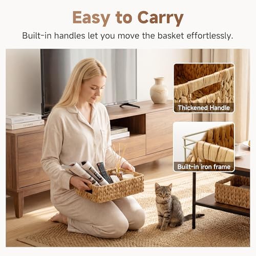 StorageWorks Small Wicker Baskets for Shelves, Shallow Baskets, 2-Pack - Image 4