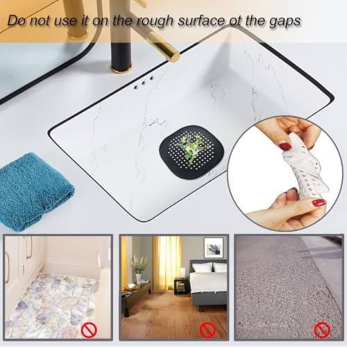 Bovinde Hair Drain Catcher,Square Cover for Shower 4 Pack (Jet Black) - Image 3