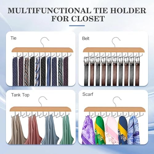 Tie Rack Hanger for Closet,2 Blet Organizer for Men with 20 Foldable Hooks - Image 6