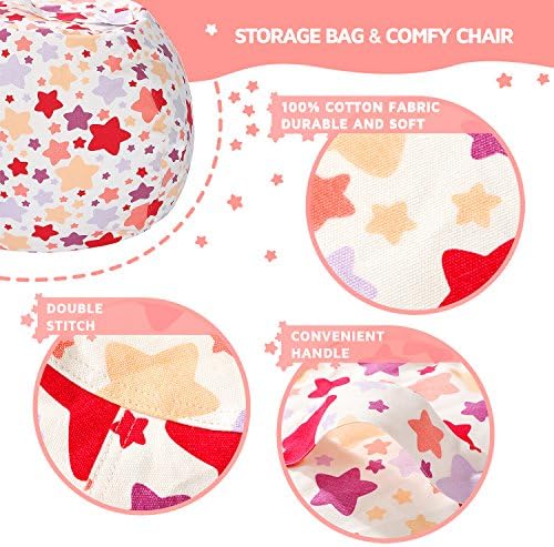 WEKAPO Stuffed Animal Storage Bean Bag Chair Cover for Kids - Image 3