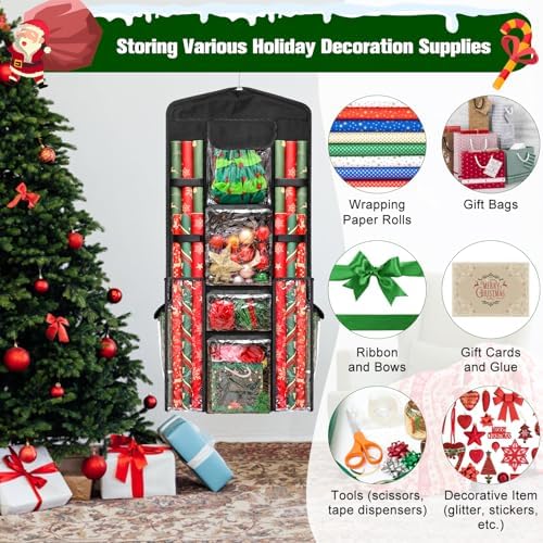 AHIER Hanging Gift Bag Wrapping Paper Organizer Storage, 40"x17" - Image 4