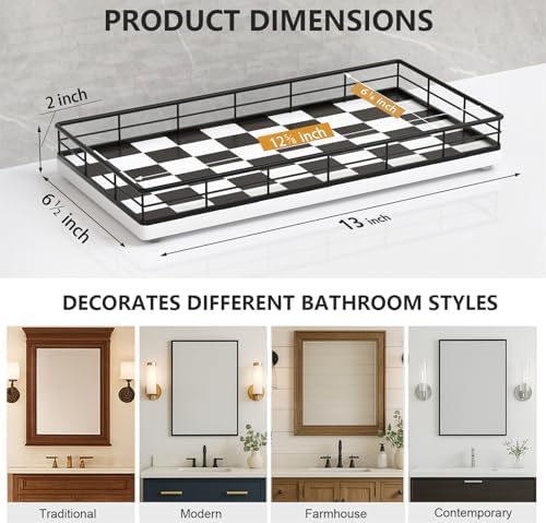 Toilet Paper Basket Organizer, Oak Wood Toilet Tank Tray with Metal Frame - Image 5