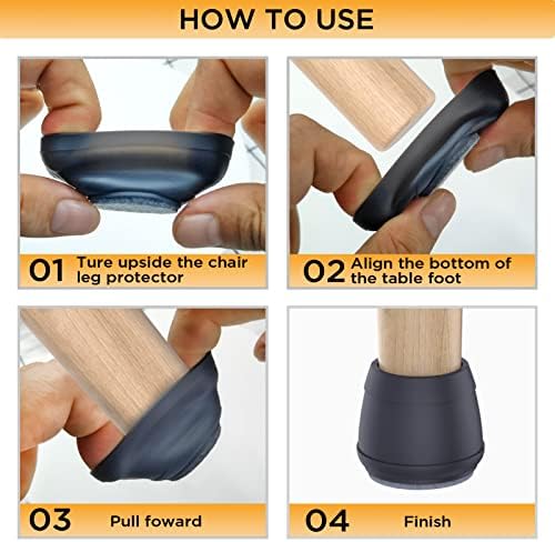 Extra Large Chair Leg Floor Protectors, (Fit: 1.84-2.36" Black). - Image 4